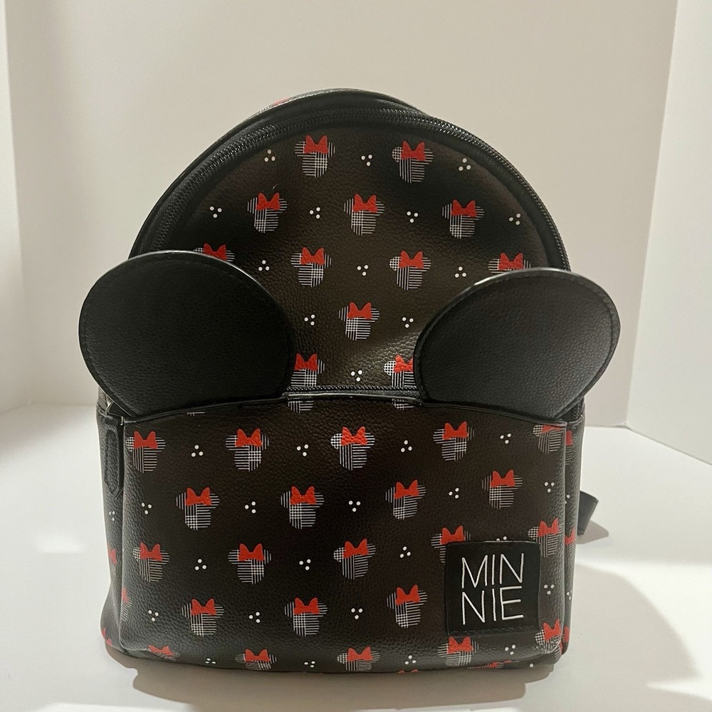 Disney Minnie Mouse Backpack Danielle Nicole DANI‎ Black with Ears & Bow Pattern
